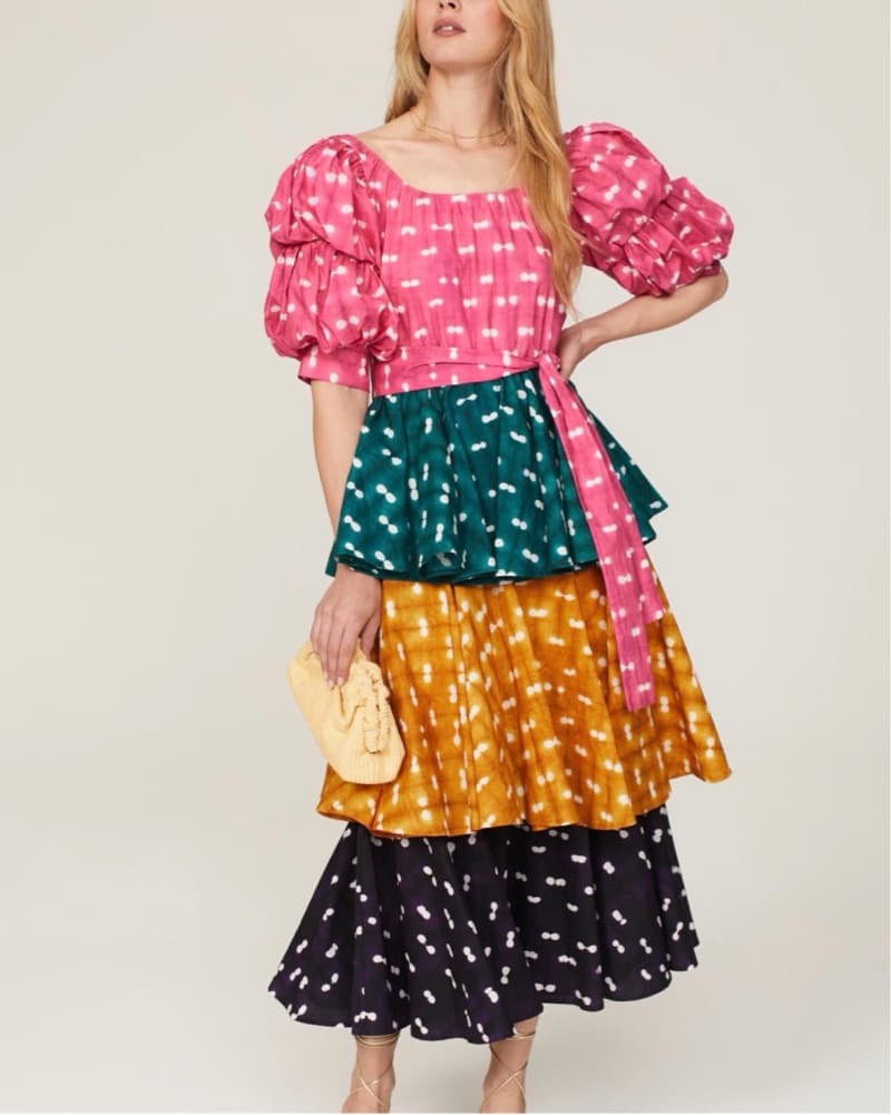 Busayo Tiered Multicolored Midi Dress XL - Image 1