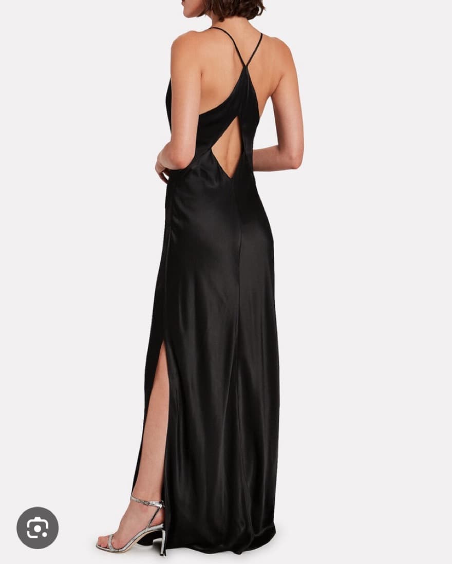 Intermix Elegant Black Satin Maxi Dress - Image 1