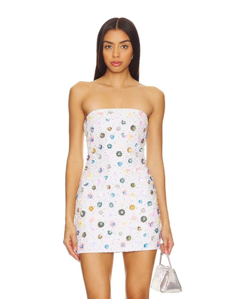 Majorelle Leva Sequin Mini Dress White - Image 1