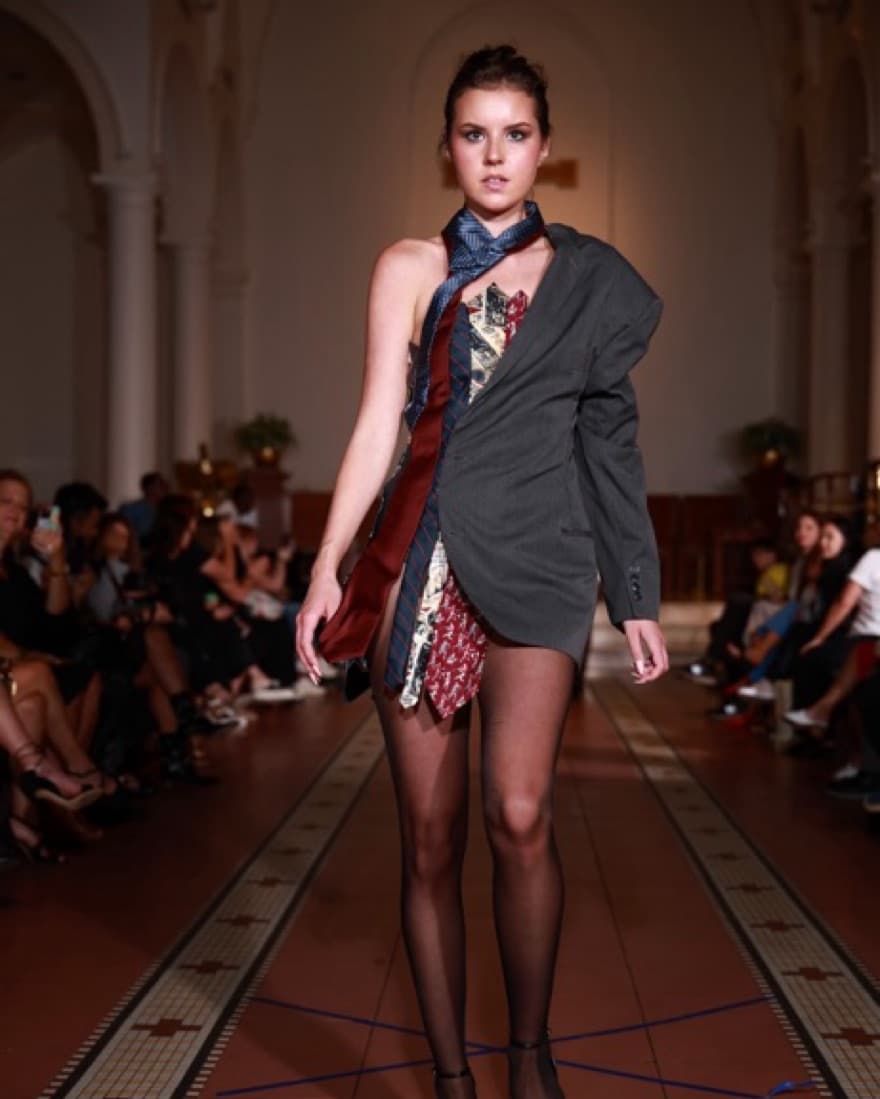 Blazer Tie Asymmetrical Dress - Image 3