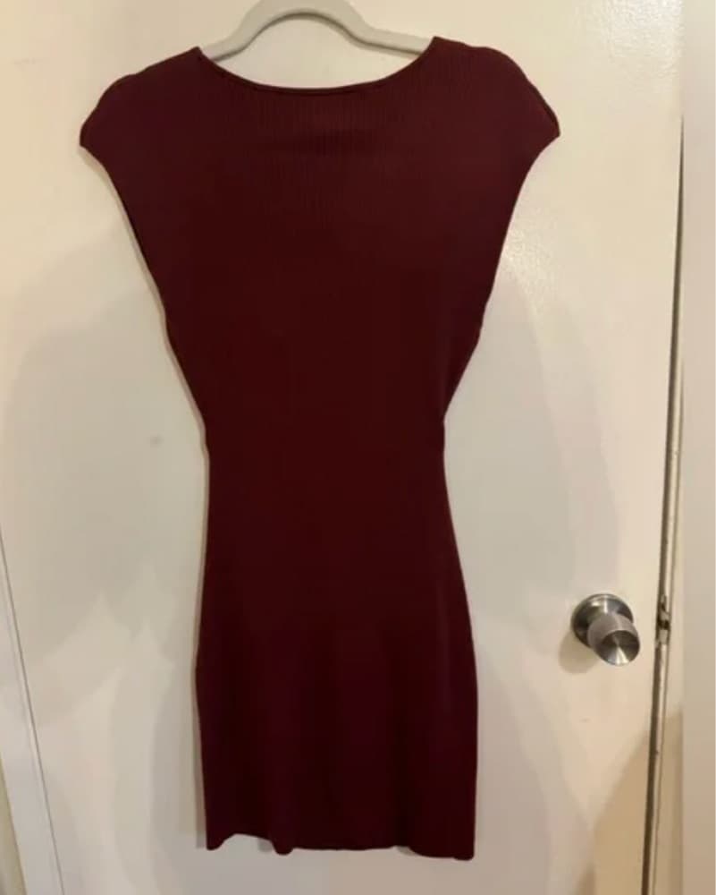 Aritzia Maroon Cutout Mini Dress - Image 3