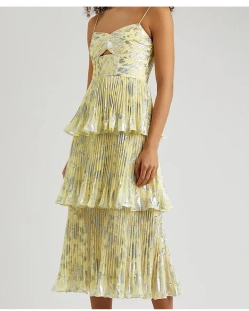 Self Portrait Yellow Floral Midi Dress - Image 1