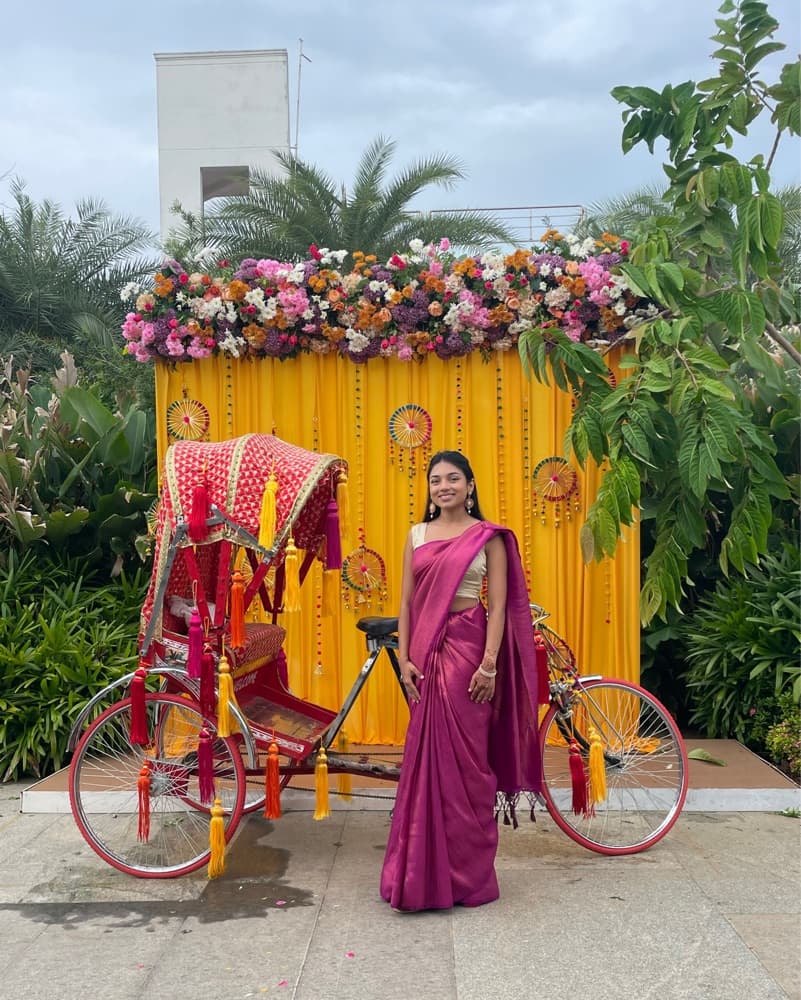 Magenta Pink / Gold Silk Sari - Image 2