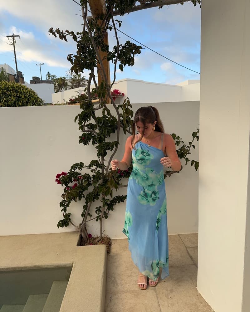 Mango Blue and Green Floral Maxi Dress - Image 2