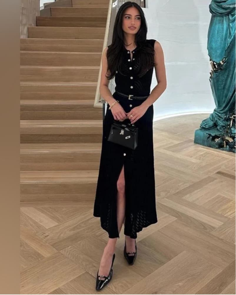 Sandro Sleek Black Midi Dress - Image 2