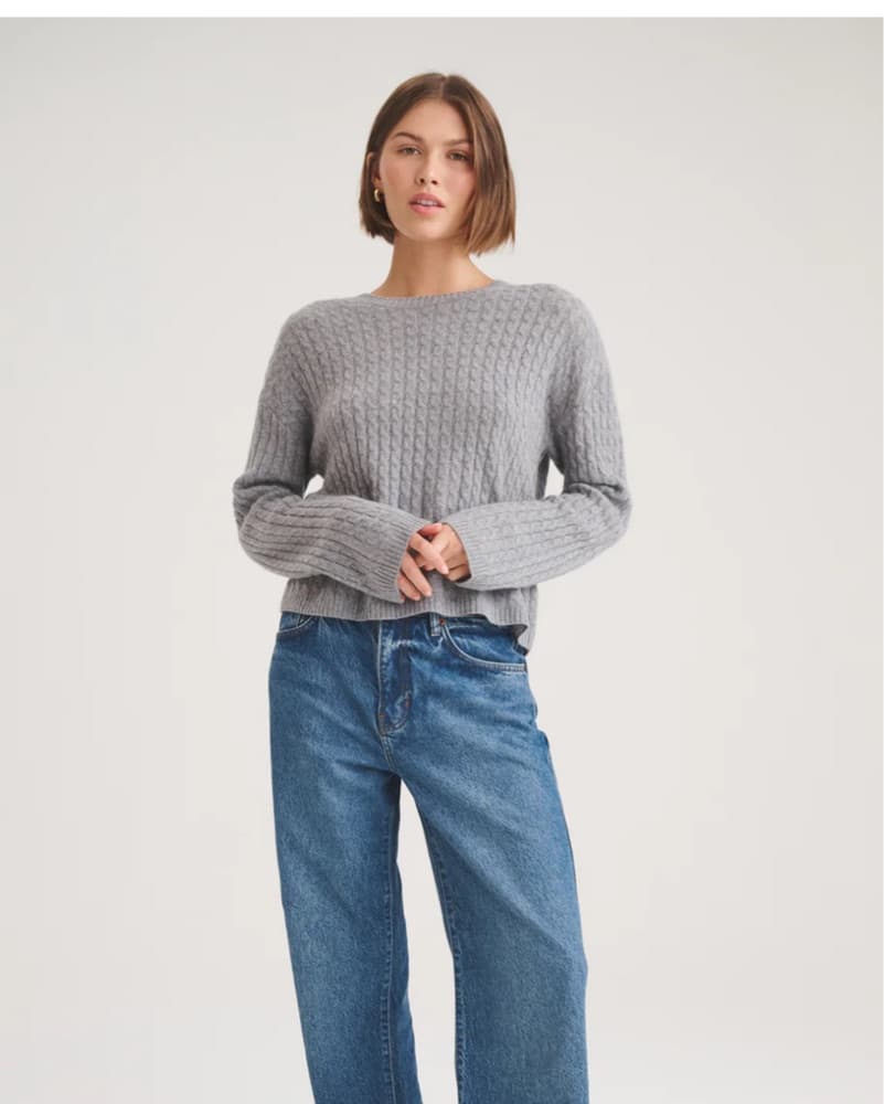 Naadam Gray Casmere Cableknit Sweater - Image 1