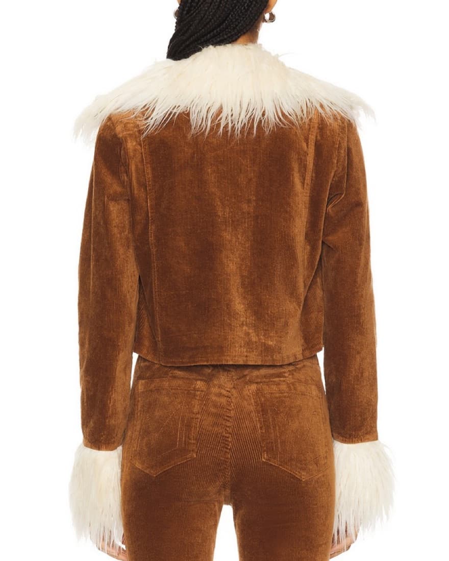 Cozy Corduroy Feather Trim Jacket - Image 3