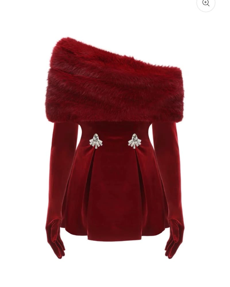 Nana Jacqueline Simone Velvet Dress Red - Image 3