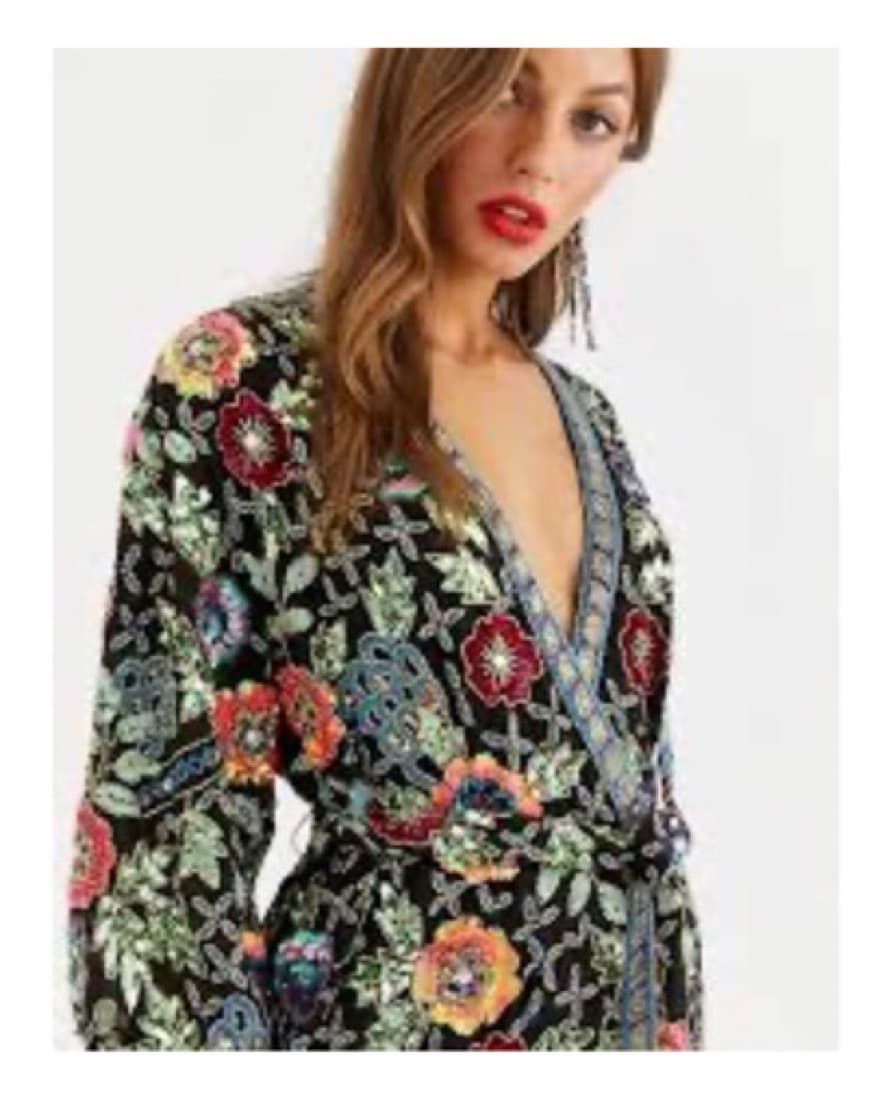 ASOS Floral Embellished Wrap Dress - Image 4