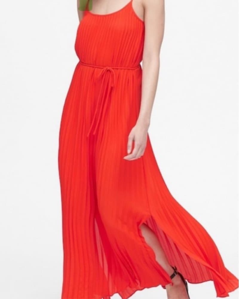 Banana Republic Pleated Red Maxi Dress - Image 1