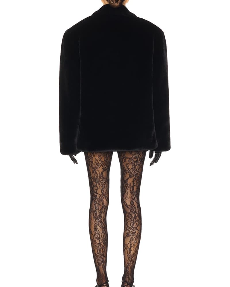 Helsa Black Faux Fur Coat - Image 2