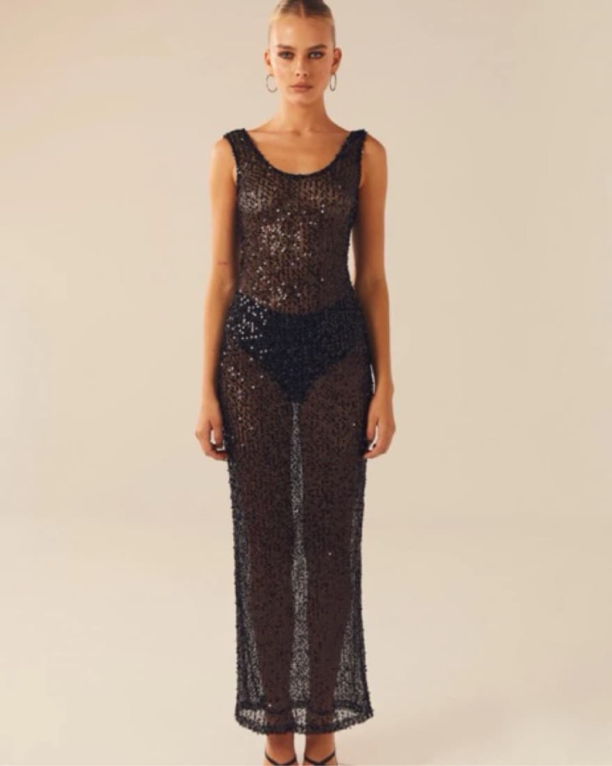 Sheer Navy Sequin Dress - Image 1