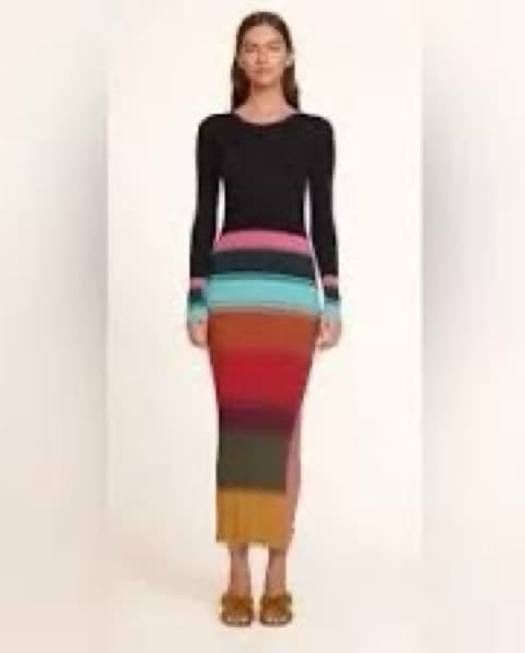STAUD Edna Midi Dress - Moasic stripe - Image 2