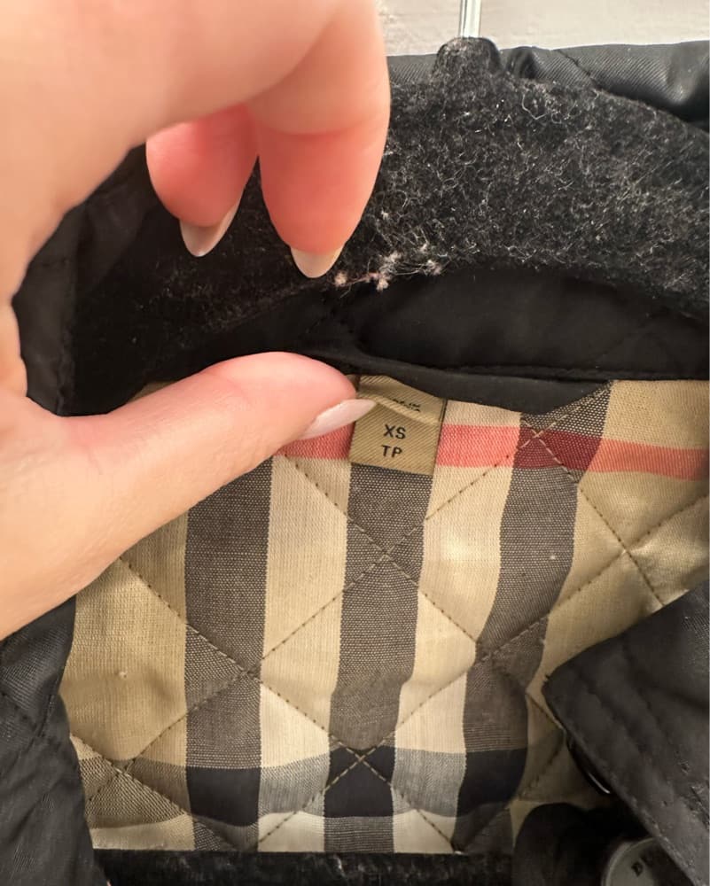 Black Burberry Quilted Coat - Image 2