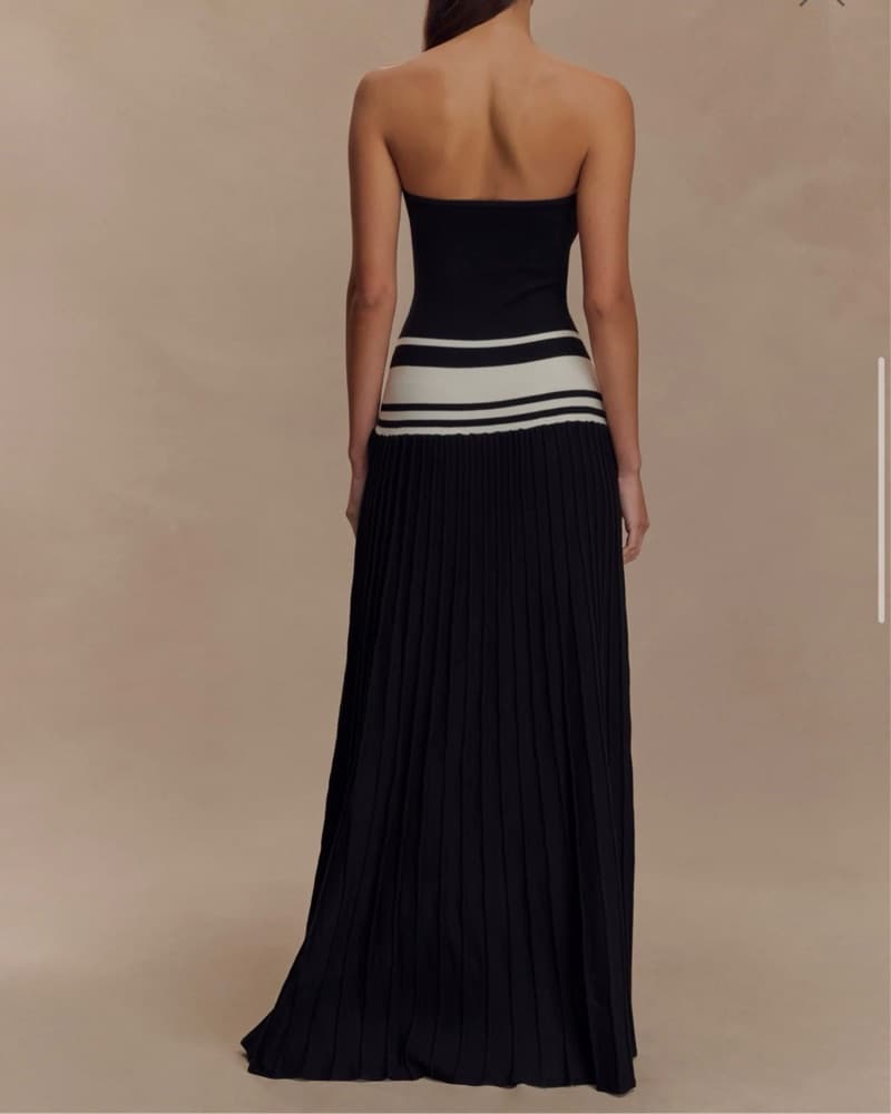 Strapless Contrast Knit Maxi Dress  - Image 4