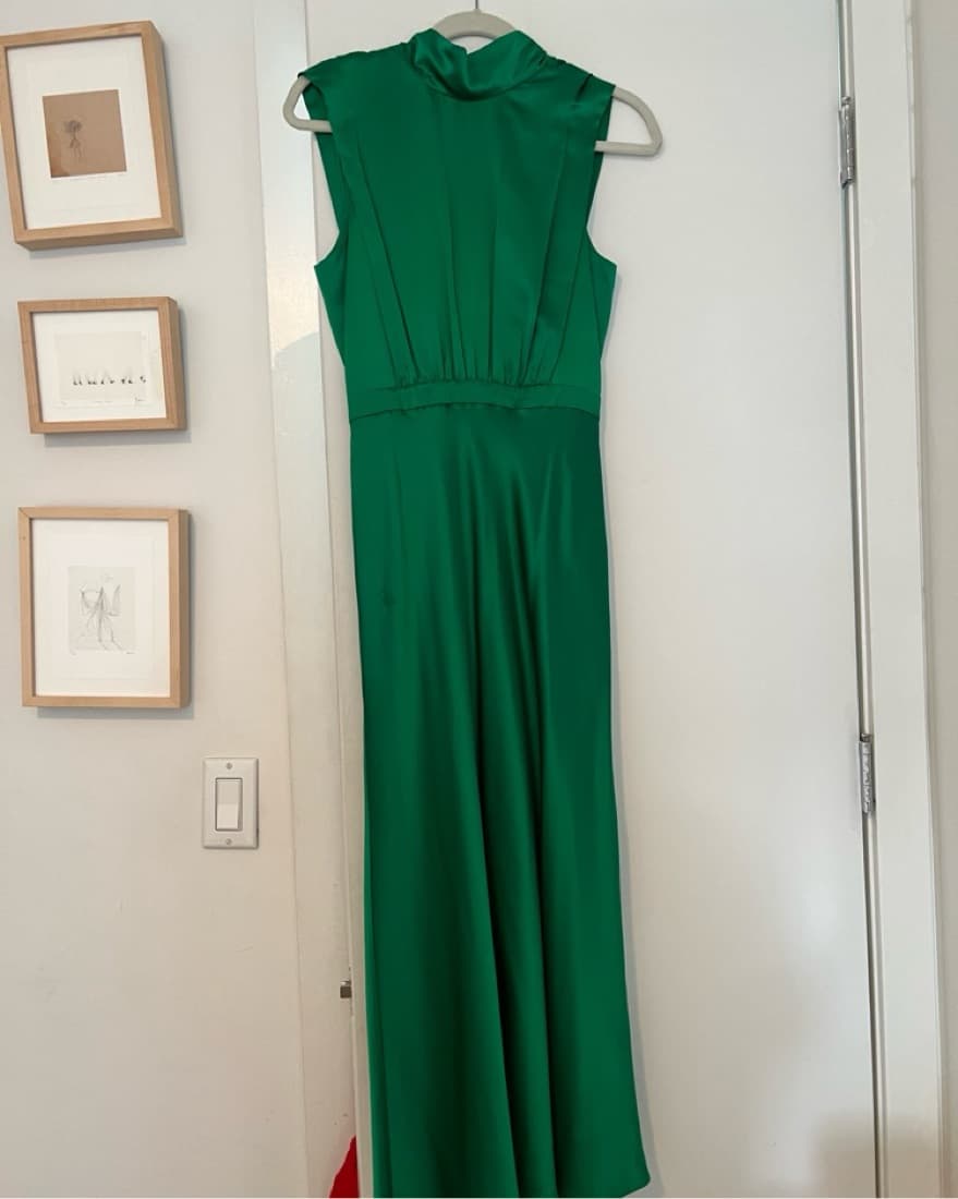 Saloni Emerald Green Silk Dress - Image 1