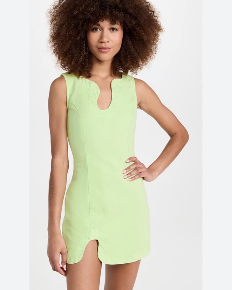 Puzzle Denim Dress Cucumber Lime Green - Image 1