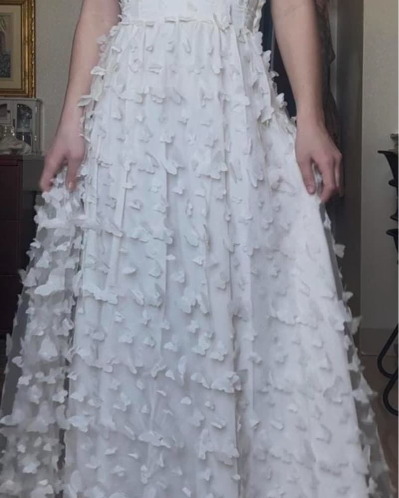Ethereal  White Dress 3d Appliques - Image 2