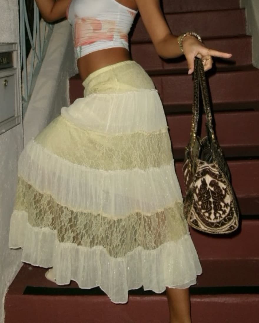 Yellow Lace Skirt - Image 2