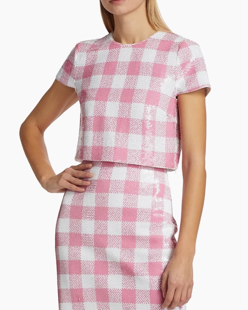 Pink and White Check Sequin Set - Image 5
