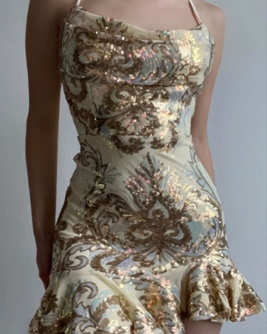Gold Sequined Dress - Image 1