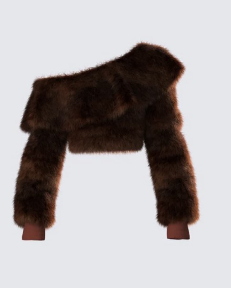 Finesse Nadi Brown Faux Fur Sweater - Image 1