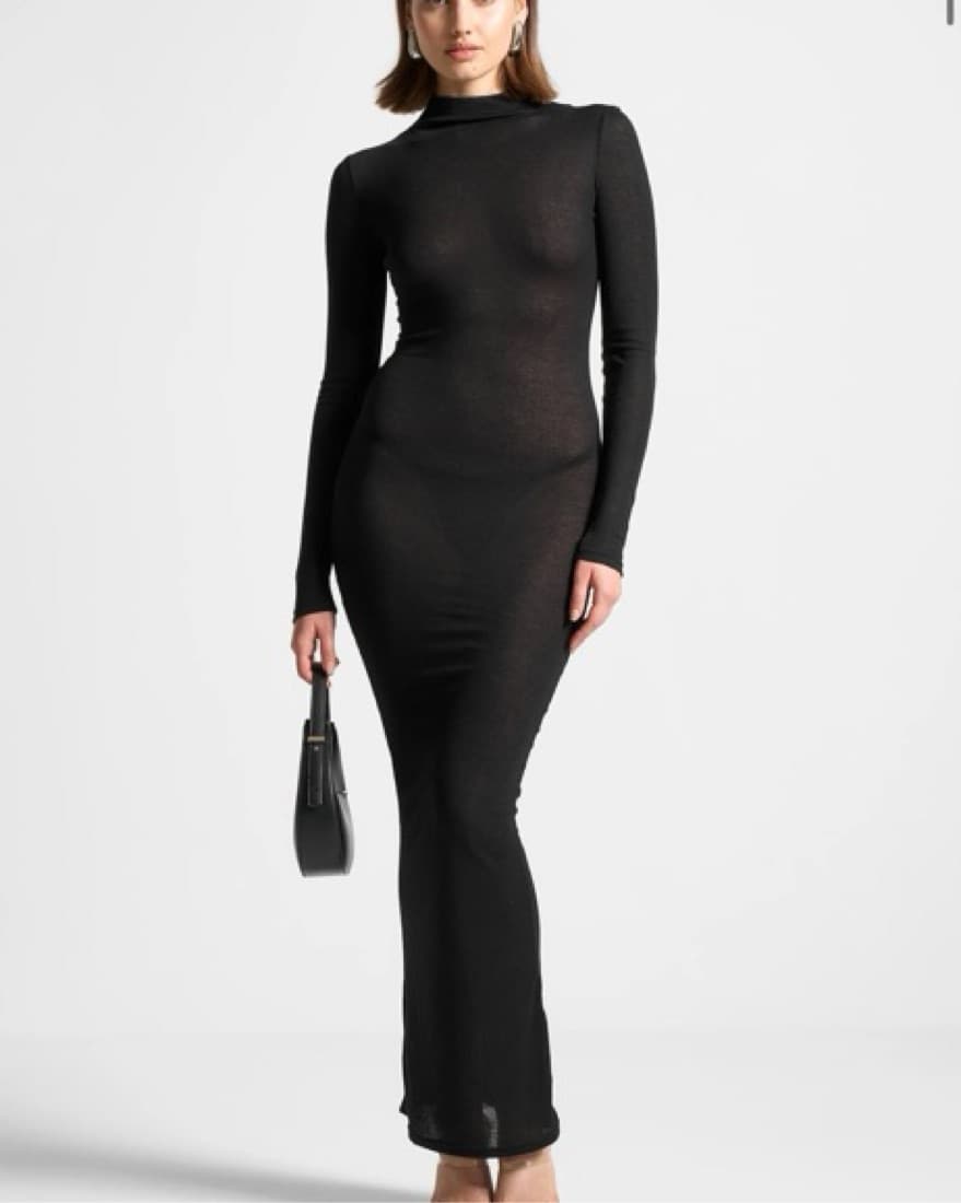 Maniere De Voir Mock Neck Sheer Maxi - Image 1