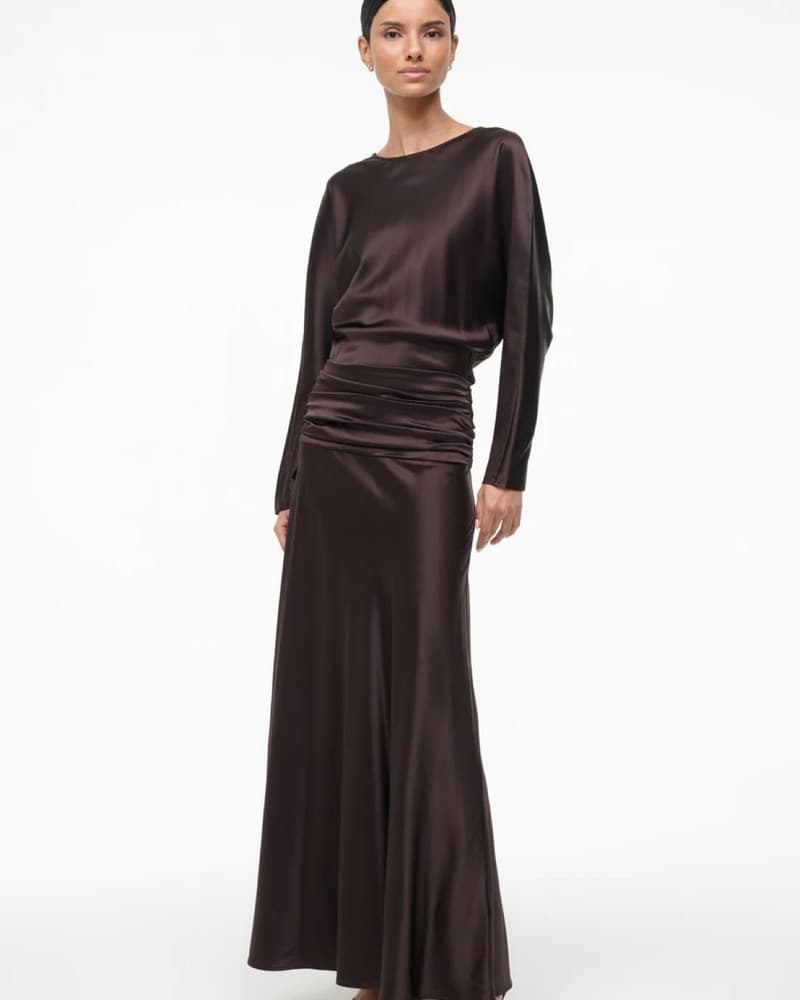 FREDA SILK DRESS EARTH - Image 1