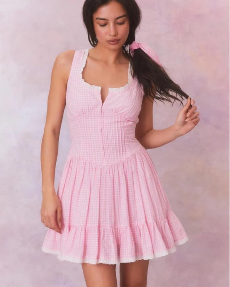 LSF Plaid Pink Mini Dress - Image 1