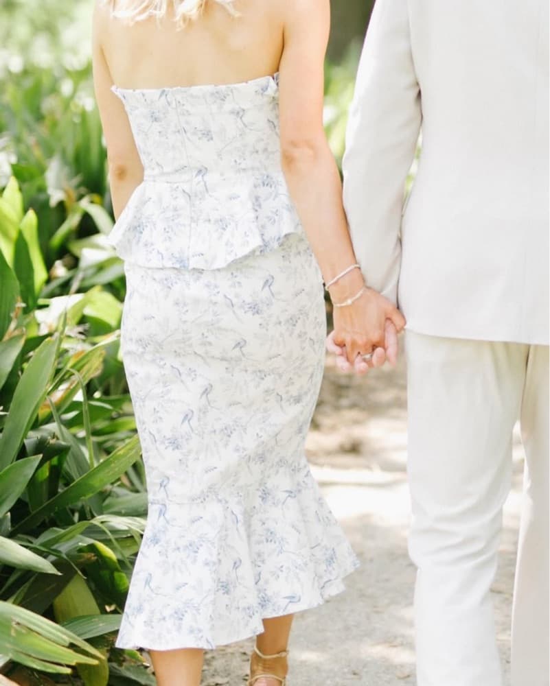 Dillards Bridal Blue And white Midi  - Image 2