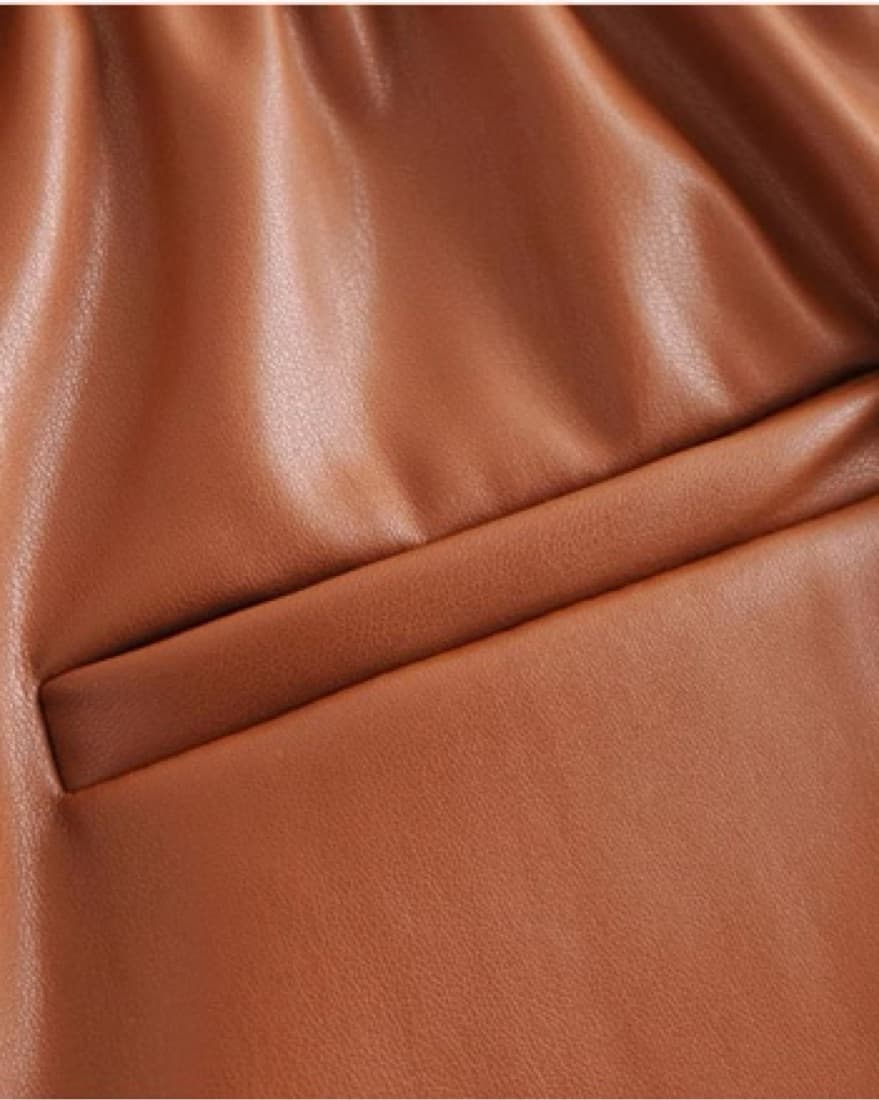 Faux Leather Tan Brown Tailored Pants  - Image 2