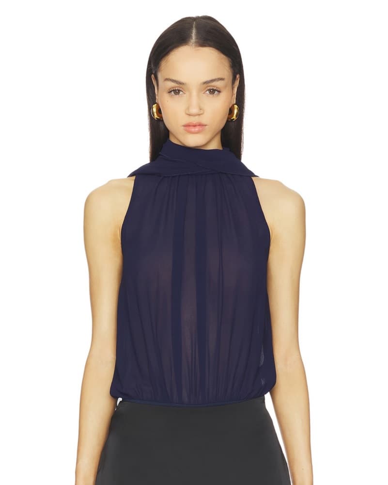 Revolve Sheer Navy Bodysuit  - Image 2