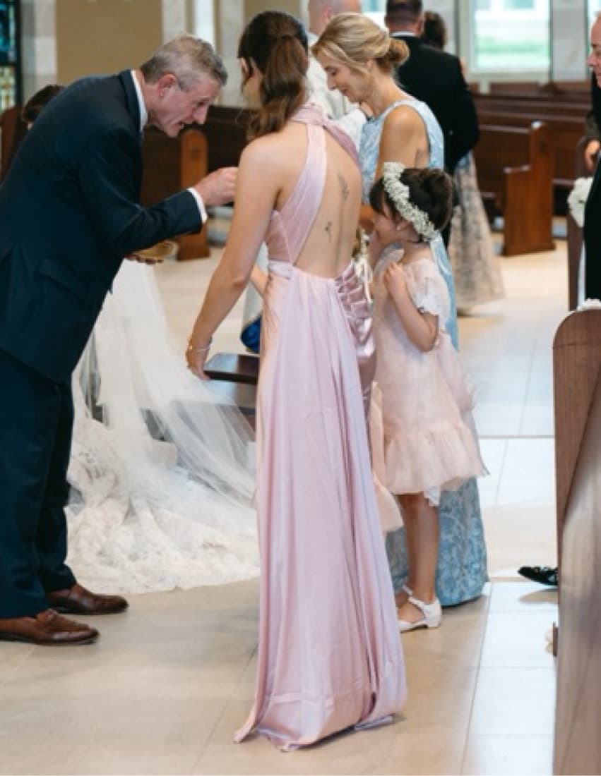 Dusty Rose Pink Halter Bridesmaid Dress  - Image 1