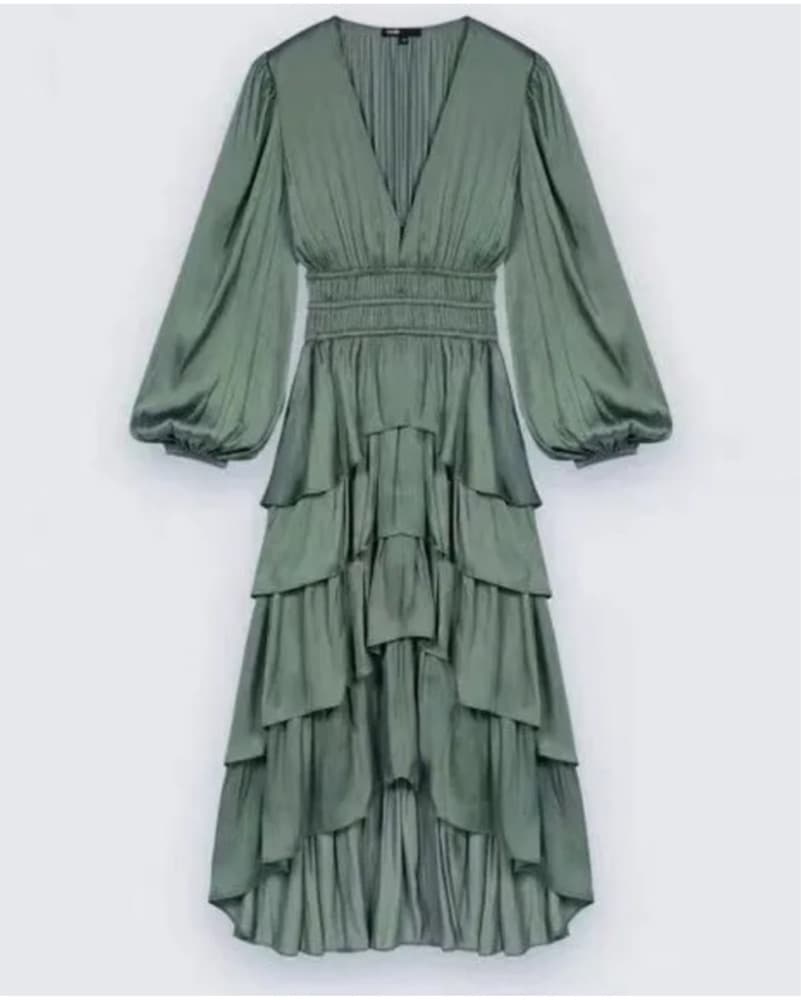 Maje Long Sleeve Ruffle Dress - Image 1