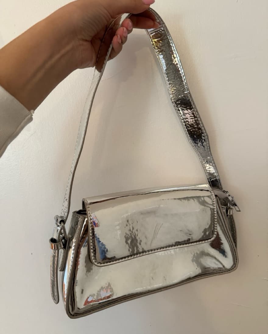 Silver Metallic Shoulder Bag - Image 2