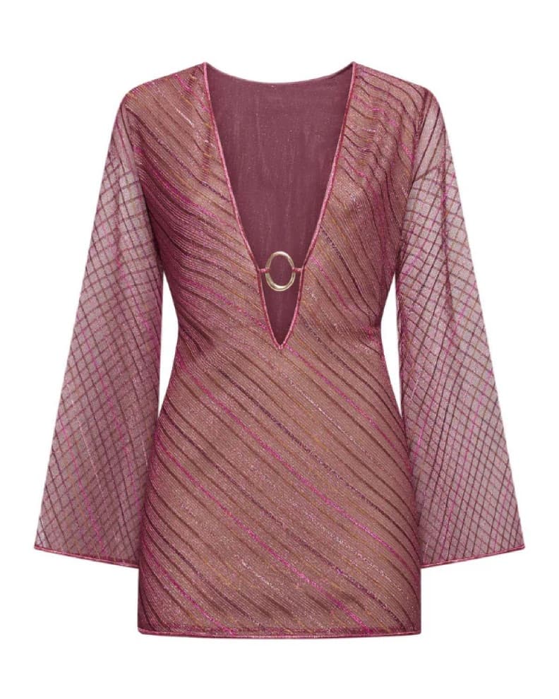 Oseree Pink Vacation Dress | Beach Club Outfits, Ibiza Outfits, Coverup, Swim Coverup  - Image 2