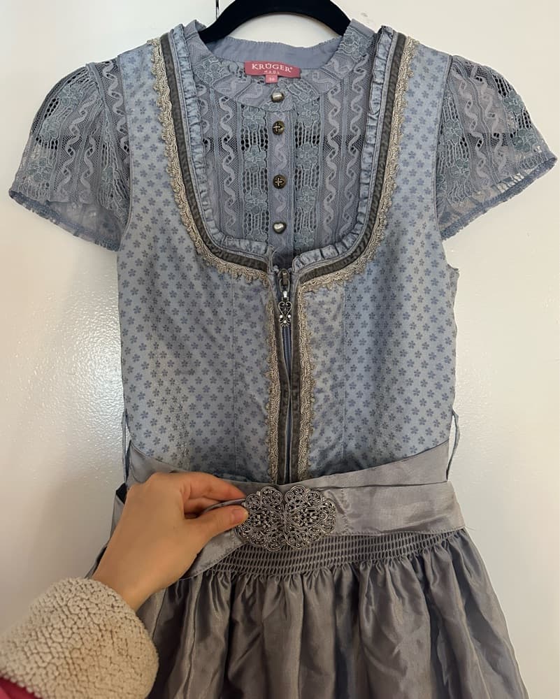 MarJo Oktoberfest Dirndl 34 Steel Blue - Image 5