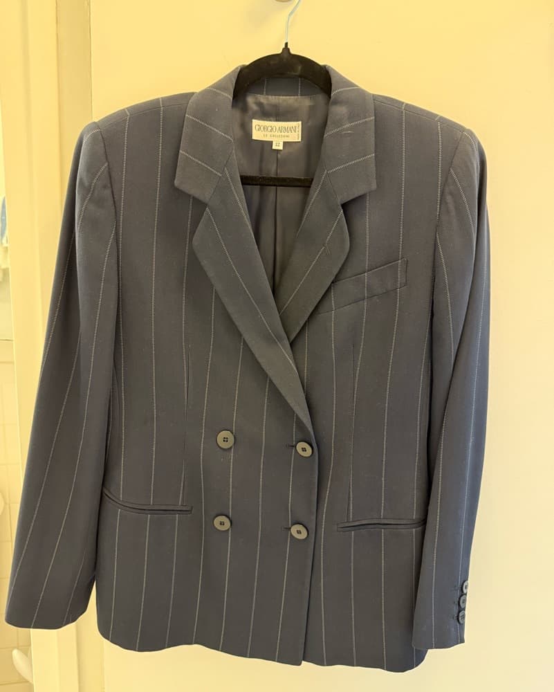 Vintage Armani Navy Pinstripe Blazer  - Image 1