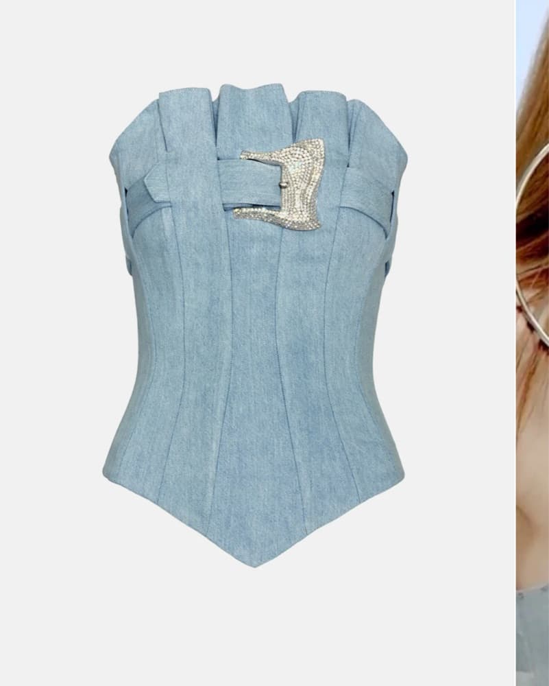 Poster Girl Rhinestone Denim Top - Image 3