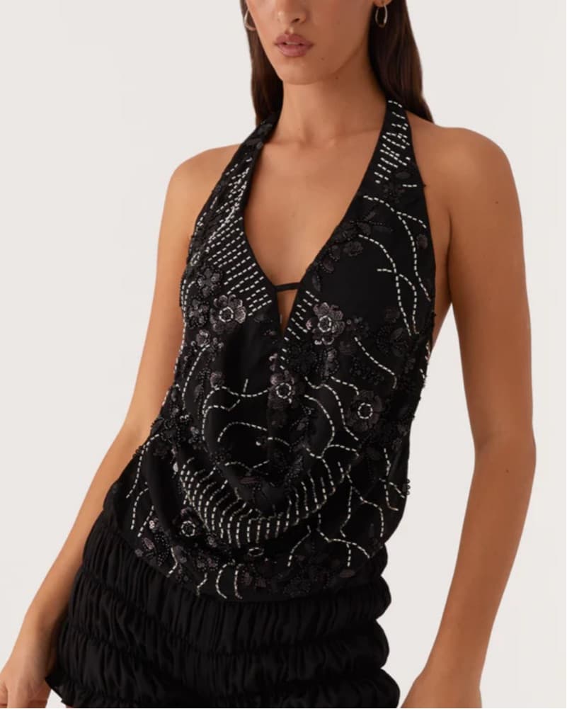 Gail Beaded Cowl Top - Image 1