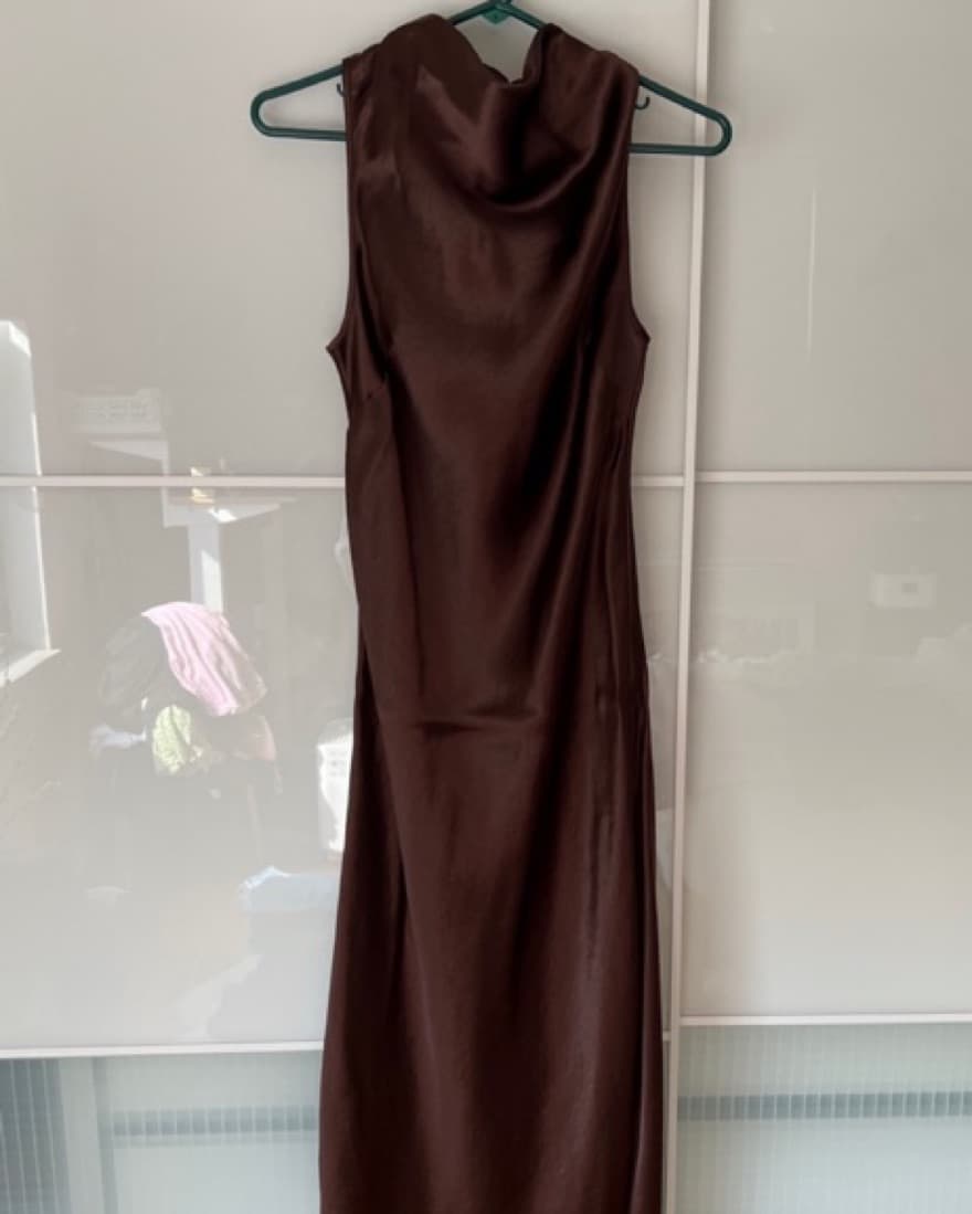 NOMIA  Cowl Neck Satin Bias Dress - Image 1