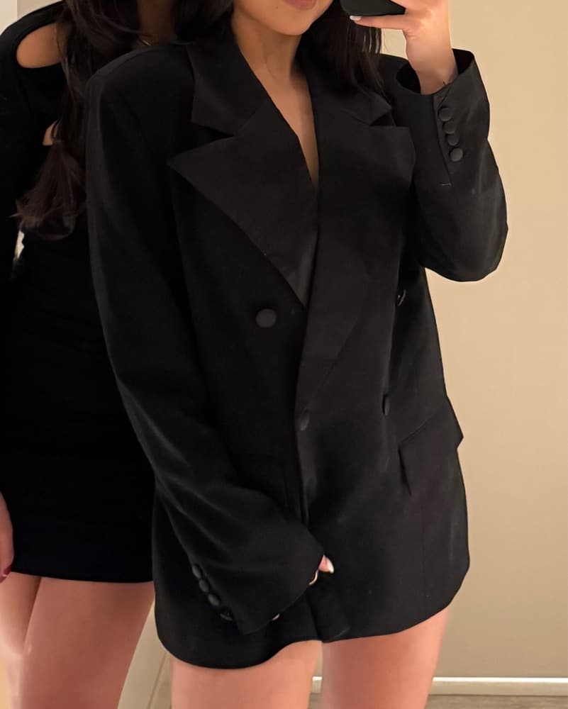 Chic Black Tailored Blazer Dress - Image 2