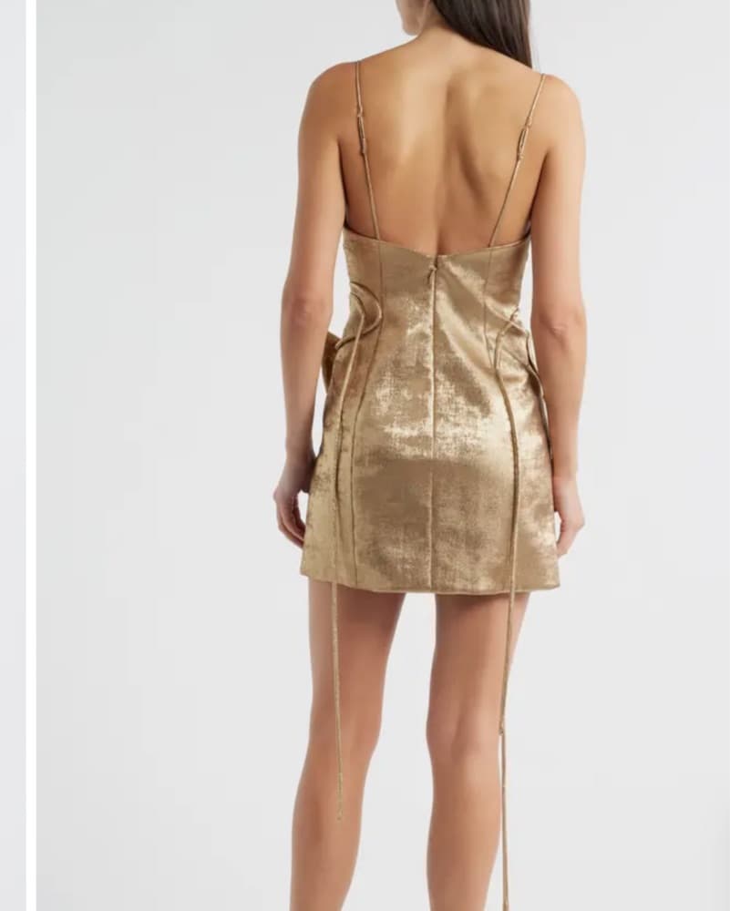Elegant Gold Ruffle Mini Dress - Image 3