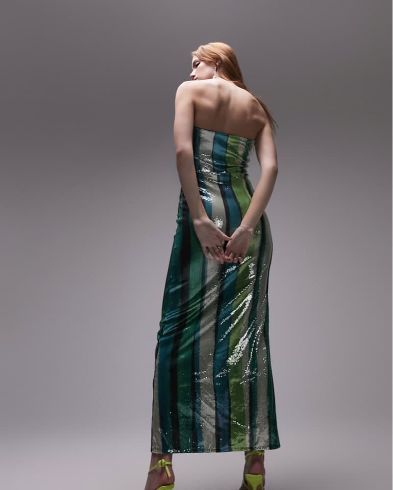 Sequin Stripe Topshop Dress  - Image 2