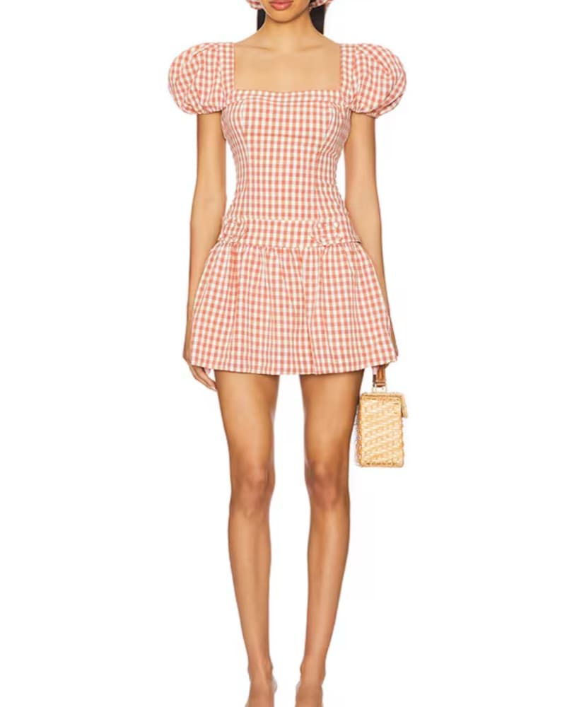 Georgia Gingham Short Sleeve Mini Dress  - Image 2