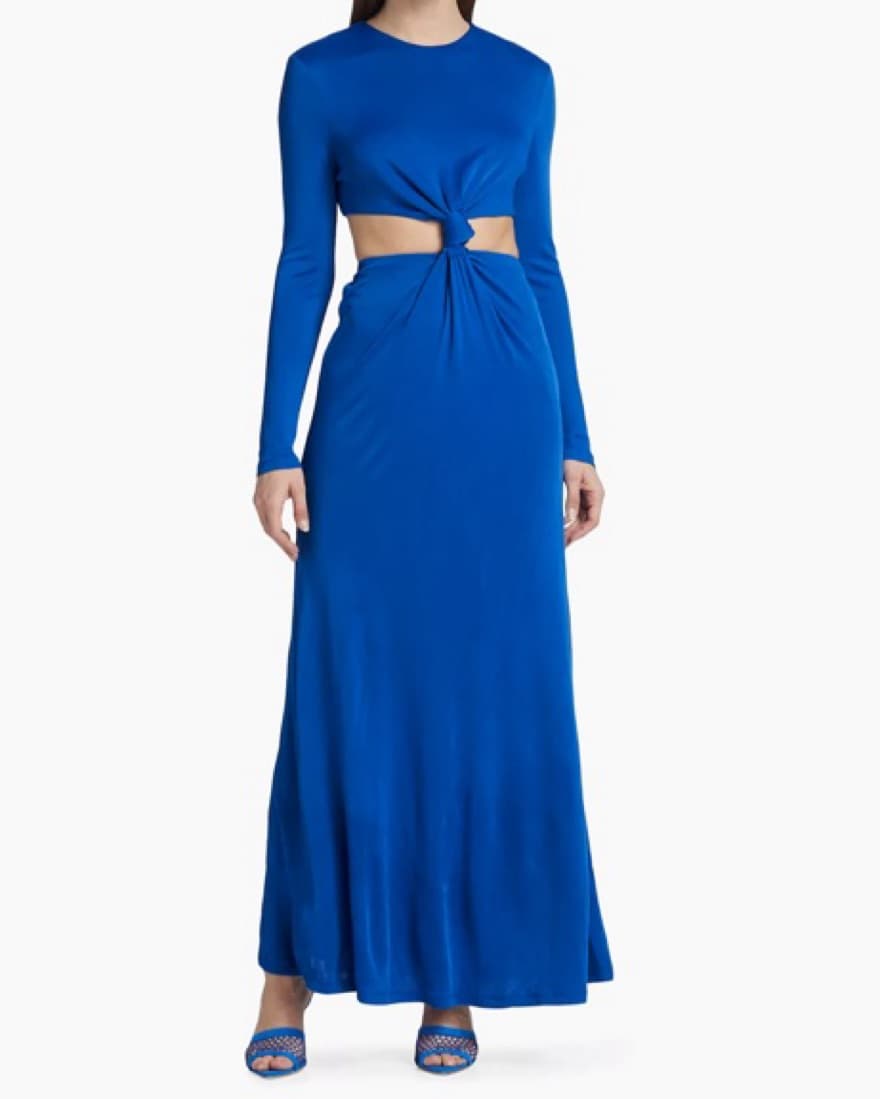 Farm Rio Knot Out Cut Out Blue Dress S - Image 1