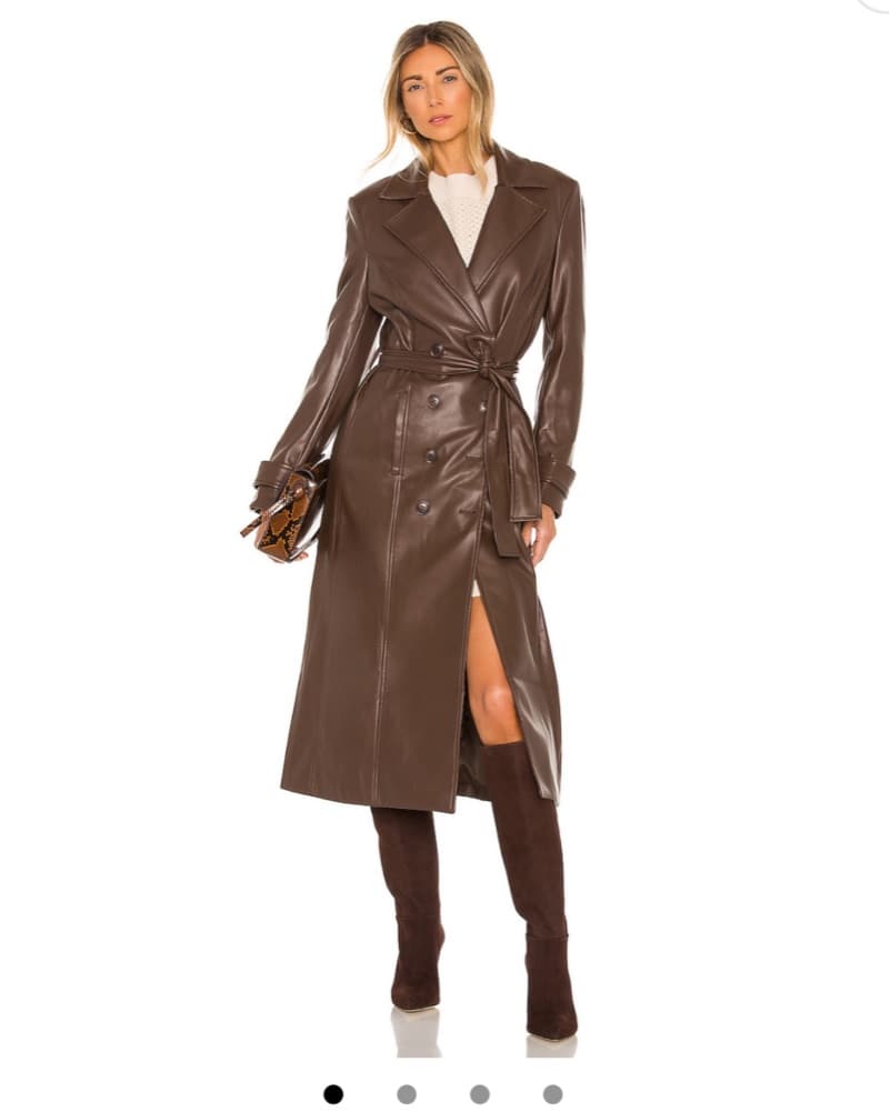 Bardot Faux Brown Leather Trench - Image 1