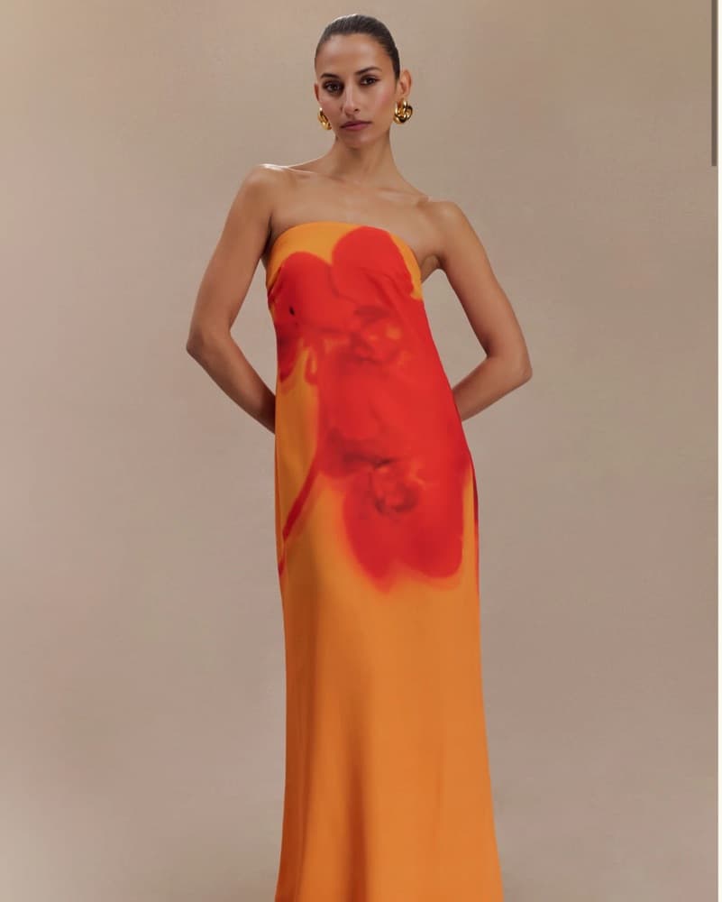 Meshki Orange Strapless Gown - Image 4