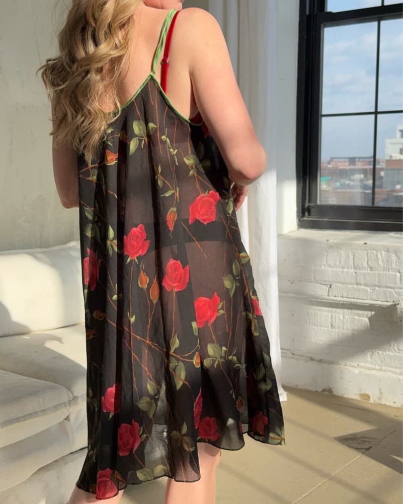 Chiffon Rose Flowy Slip Dress - Image 2