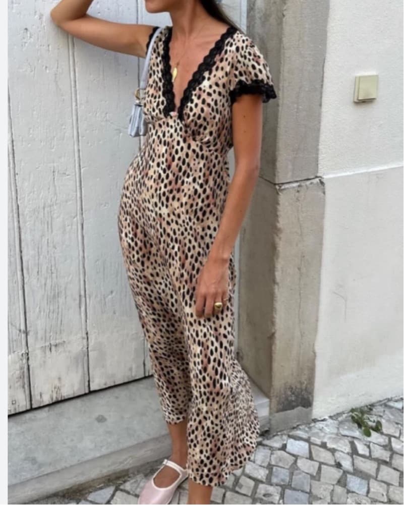 Rixo Clarice Midi Dress Leopard - Image 1